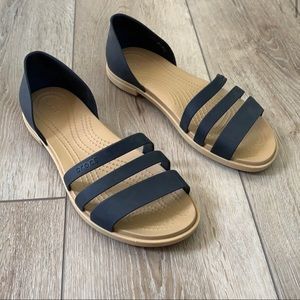 CROCS Tulum Black Open Flat Strap Sandal